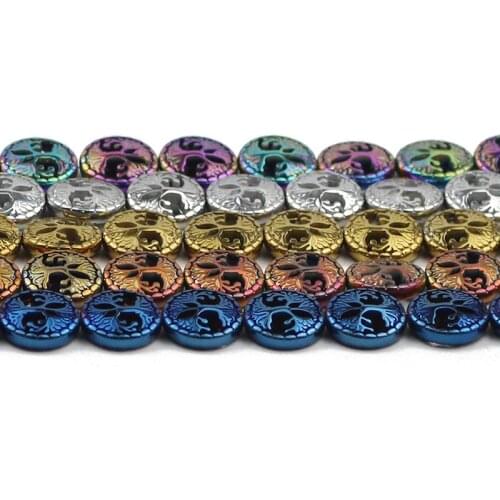 Life Tree Colors Round Natural Stone Hematite Vacuum Plating 12mm Spacer Loose Beads For Jewelry Making DIY Bracelet Accessories