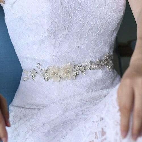 TRiXY SH275 Luxury Rhinestone Wedding Belt Western Belts Wedding Decorative Dress Belts Alloy Leaf Bridal Belts Designer Sashes