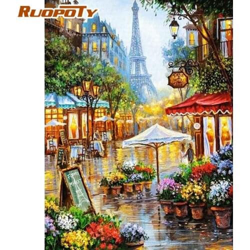 RUOPOTY 5D Diamond Painting Full Square Scenery Diamond Embroidery Street Rhinestones Pictures Mosaic Cross Stitch Crafts DIY Ki
