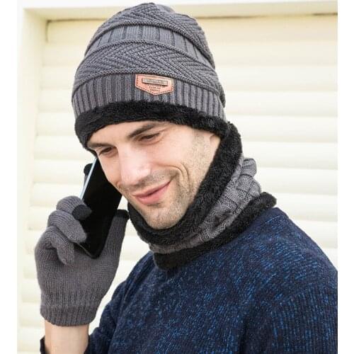 4pcs Knitted Woolen Hat Scarf Gloves Winter Warm Suit Parent-child Outfit Ski Hiking Bicycle Bike Hat Cycling Caps Road Bicycle