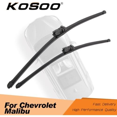 KOSOO For Chevrolet Malibu 2009 2010 2011 2012 2013 2014 2015 2016 Car Windscreen Wiper Blades Rubber Fit Push Button/Hook Arms
