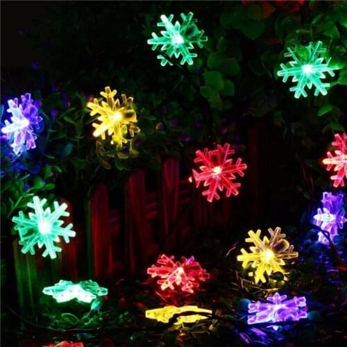 Solar Garden Decoration Garden Landscape Lights Snowflake Strings 30LED Holiday Wedding Energy Saving Outdoor Lantern