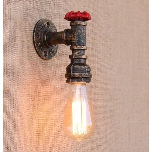 Steam punk Loft Industrial iron rust Water pipe retro wall lamps Vintage E27 Edison LED wall lights for living room bedroom bar