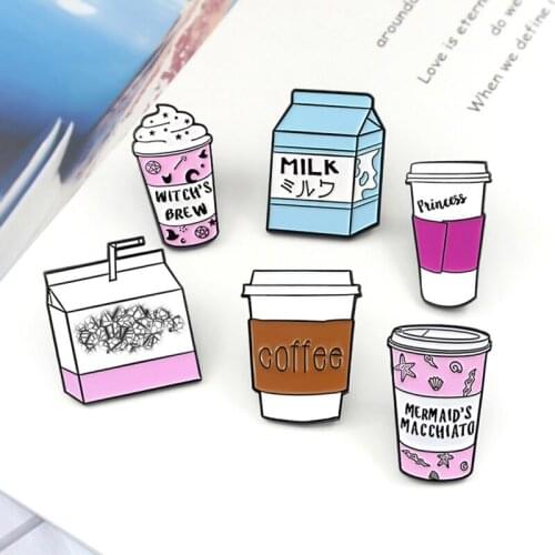 Funny Coffee Milk Bottle Enamel Pin Cute Personality Badge Brooches Lapel Pin Jeans Shirt Backpack Cartoon Jewelry Gift