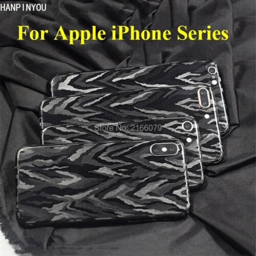 For Apple iPhone X 8 7 6 6S Plus Luxury 3D Black Camouflage Full Cover Back Film Matte Protective Skin Decal Sticker