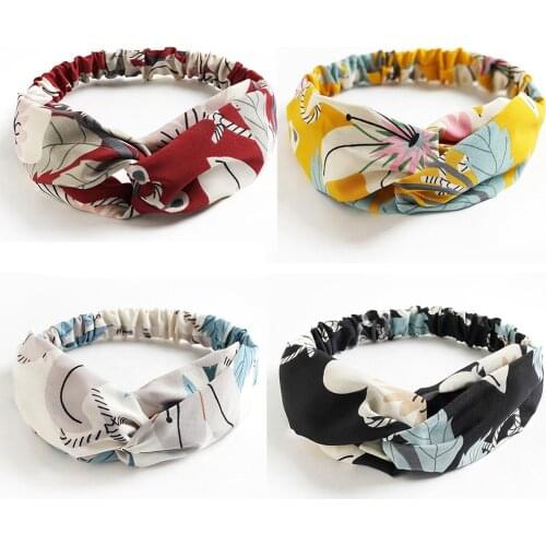 Lady hairband Big leaf print color Headband Turban Elastic Head Wrap Women Hair Accessories Makeup Flower Hair Bands FD091