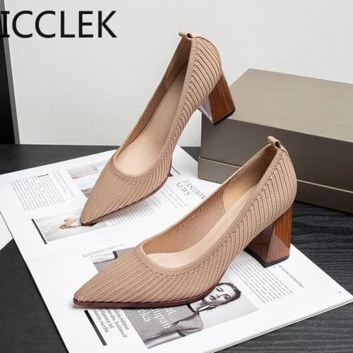 New Mesh Breathable High-heels High-quality Fabric Shallow Pointed Toe Party Summer High-heel Womens Shoes Zapatillas Mujer A025