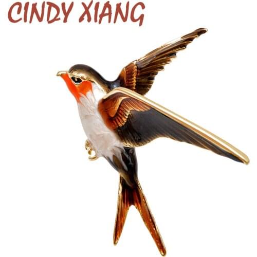 CINDY XIANG New Arrival Enamel Swallow Brooches for Women Spring Design Style Animal Pins Fashion Jewelry Coat Accessories Gift