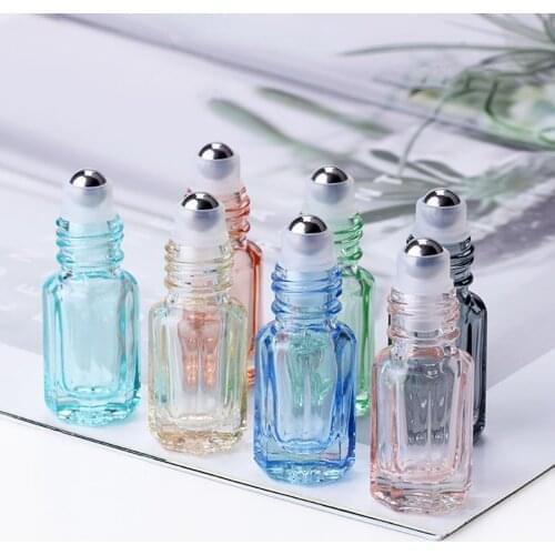 10pcs/lot 3ml Empty Mini Glass Roll On Bottle For Essential Oils Refillable Perfume Bottle Deodorant Container Separate Bottling