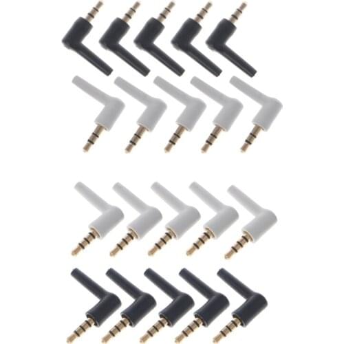 10 Pcs Gold Plated 3/4 Pole 3.5mm 90 Degree Male Stereo Headphone Mini Jack Plug Audio