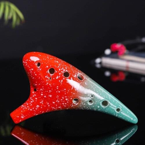 12 Holes Ocarina Medium Tone Stage Performance Colorful Starry Sky Pattern Fathers Day Gifts Orff Instruments for Beginners
