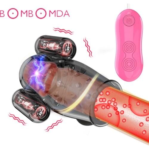 12 Speed Remote Conntrol Double Bullet Glans Vibrator For Men Penis Exerciser Penis Glans Trainer For Delay Ejaculation Sex Toy
