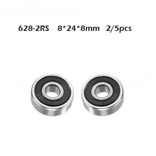 2/5PCS High quality ABEC-1 628 2RS 628RS 628-2rs 628 RS 8x24X8 mm Miniature double Rubber seal Deep Groove Ball Bearing