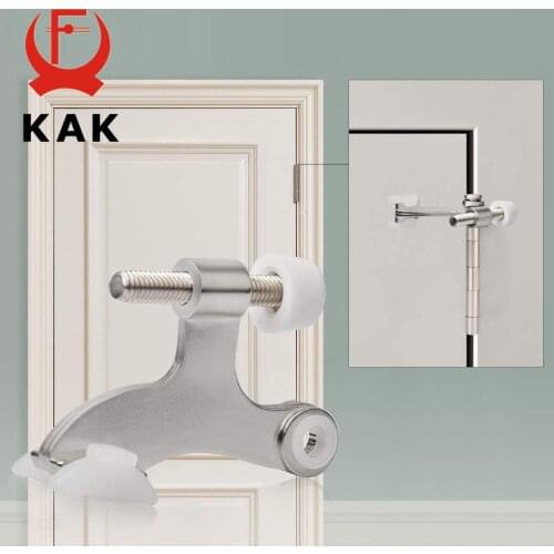 KAK 2Pieces Hinge Pin Door Stopper Adjustable Black Heavy Duty Hidden Doorstops with Rubber Bumper Damper Silver Door Hardware