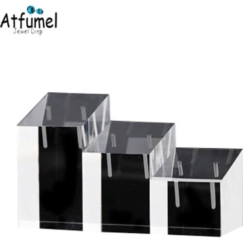 3Pc/Set Quality Square Acrylic Jewelry Stud Display Holder Rack Transparent Fashion Stud Earring Jewelry Organizer Display Stand