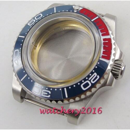 40mm Steel Watch Case Glass Ceramic Bezel fit 2836 MIYOTA 82 Movement