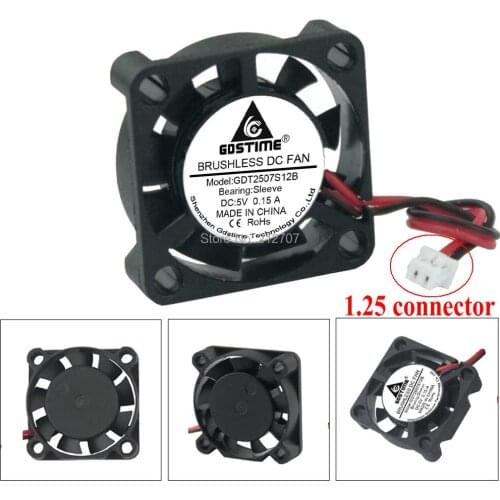 5PCS Gdstime 1.25 2Pin Connector 5V 25x25x7mm 25mm Small Mini Brushless DC Cooling Fan