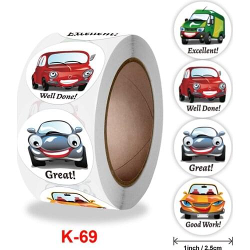 500Pcs Car Stickers for Kids Reward Stickers School Bus Car 8 Designs Birthday Party for Student Children Truck Toy Decor