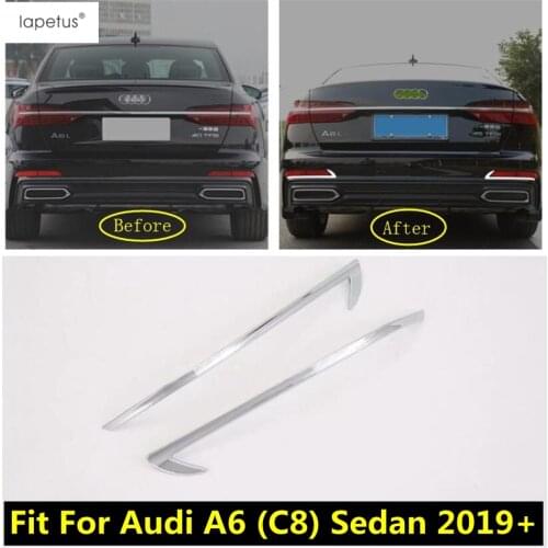Lapetus Accessories Fit For Audi A6 C8 Sedan 2019 -2021 ABS Car Rear Fog Lights Lamp Foglights Decoration Strip Cover Kit Trim