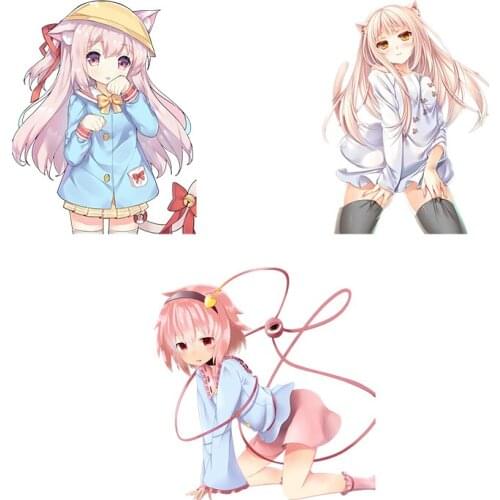 Three Ratels C474 Pink cats ear girl Anime Car Sticker Vinyl PVC Decal for Girls Room Wall Laptop Waredrobe