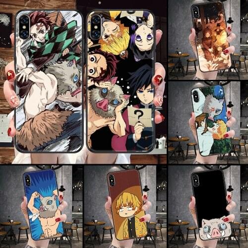 Demon Slayer Funny Phone Case Cover Hull For iphone 5 5s se 2 6 6s 7 8 12 mini plus X XS XR 11 PRO MAX black trend Etui soft