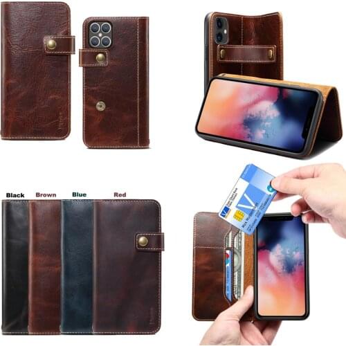 Genuine Leather Wallet Case For iPhone X XR XS Max 12 11 Pro Max 7 8 Plus SE 2020 Card Slot Flip Case 11Pro 12Max Phone Cover