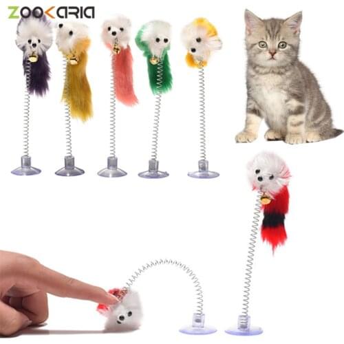 Colorful Random Colour Plastic Cat Toys Feather Funny Cat Mice Shape 20 x 10cm False Mouse Pet Products Bottom Sucker Elastic