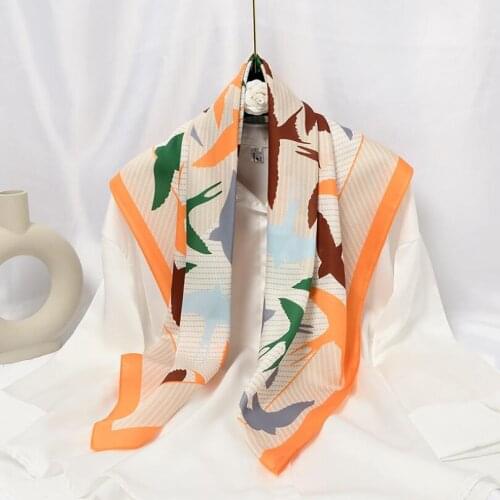90cm * 90cm Design Scarf Lady Shawl Pigeon Printed Silk Headscarf Scarf Lady Small Square Wrap Scarf 2021 New