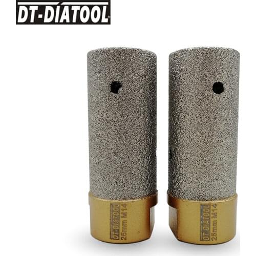 DT-DIATOOL 2pcs Dia 25mm M14 Thread Vacuum Brazed Diamond Milling Finger Bits Enlarge Holes in Porcelain Ceramic Marble Granite