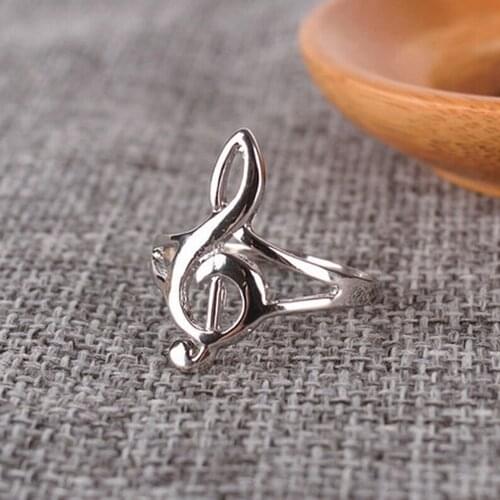Fashion Latest cartoon surrounding sound fashion non-mainstream music notation retro note ring Treble Clef Ring Color