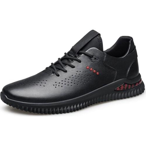 Mens Shoes Sneakers Genuine Leather Low-top Lace Up Round-toe Casual Sport Hard-Wearing running shoes Comfortable Light