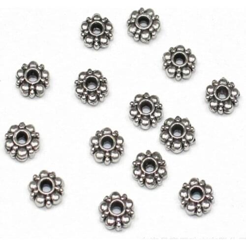 100pcs/Lot 4/6/8mm Flower Metal Bead Gold Tibetan Spacer Beads For Jewelry Making DIY Earring Necklace Bracelet