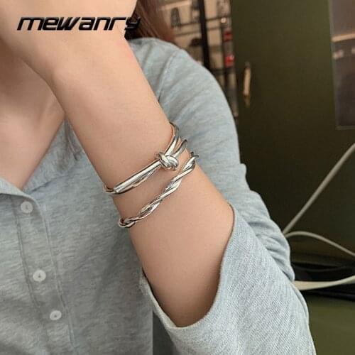 Mewanry 925 Sterling Silver Bracelet for Women New Trend Vintage Couples Creative Elegant Hollow Twist Knot Jewelry Party Gifts