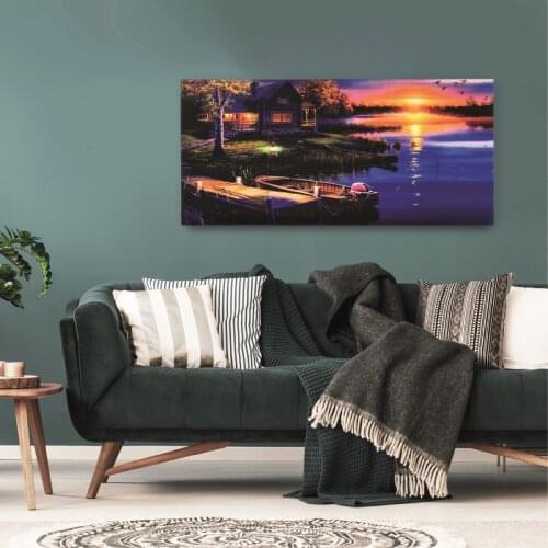 Canvas Table Beside the Lake Day Sunset Fashion Table 60x120 Cm