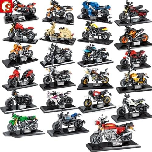 Motorcycle sets model Building Blocks Speed Champ sport Race moto Off Road Vehicle City car Motorbike bricks kits sembo