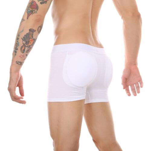 Mens Padded Underwear Sexy Butt Hip Enhancer Boxer Panties Butt Lifter Boxers Shorts Underpants Long Leg Push Up Boyshorts