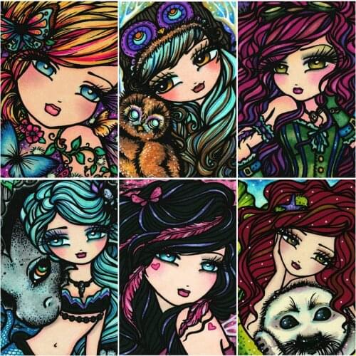 5D DIY diamond painting cross stitch kits resin drill pasted painting full square diamond embroidery Mosaic Cartoon girl picture
