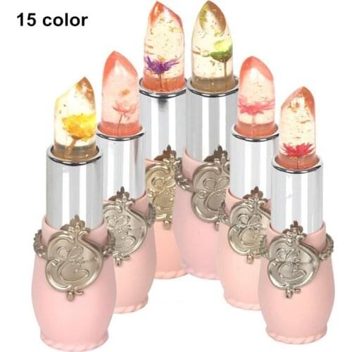 New Arrivals Waterproof transparent LipStick Cosmetics Long Lasting Temperature Color Change Jelly Lipstick flower with 6 Color