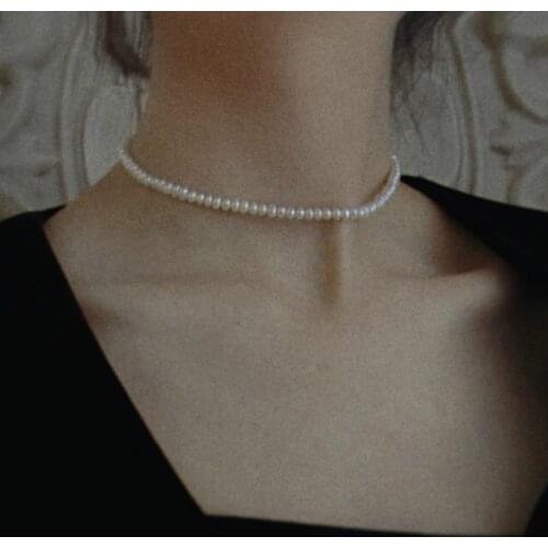 Sweet Imitation Pearls Choker Necklace for Women Clavicle Chain Short Necklaces Female 2020 Fashion Jewelry Simple New Gift