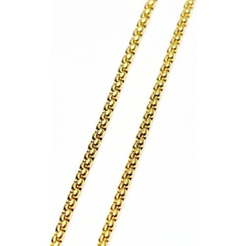 Stainless Steel Rolo Link Chain Cross Chain Round Bead Necklace Gold Tone 40 45 50 60 70CM Long Chain Lobster Clasp Necklace jp