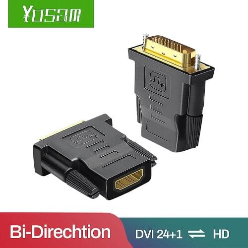 YOSAM 24+1 DVI Male to HDMI-compatible Female Converter To DVI Adapter Support 1080P For HDTV Projector Gold Plated Adapter L19