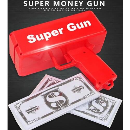 Make It Rain Money Gun Game Spit Banknotes Cash Cannon Money Gun Toy Pistol Toy Red Fashion Toy Christmas Gift Party Toys