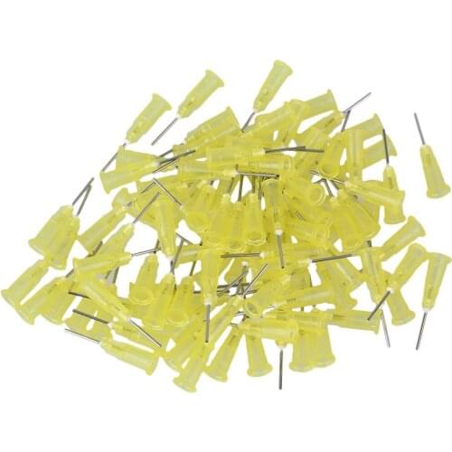 1/2'' Plastic 20Ga Stuck Connector Stainless Steel Dispenser Needles Liquid Adhesive Glue Syringe Pack of 100