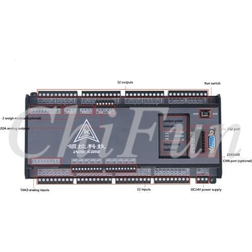 PLC industrial control board FX3U-64MT 32 input 32 NPN transistor output 10AD(0-10V) 2DA RS232 2*RS485 Support HMI and expansion