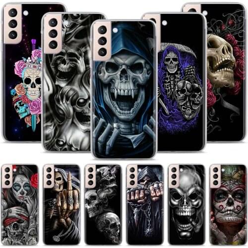 Grim Reaper Skull Skeleton Clear Case for Samsung Galaxy S20 S21 Ultra S10e S8 S9 Plus S10 S20 S21+ 5G Phone Cover