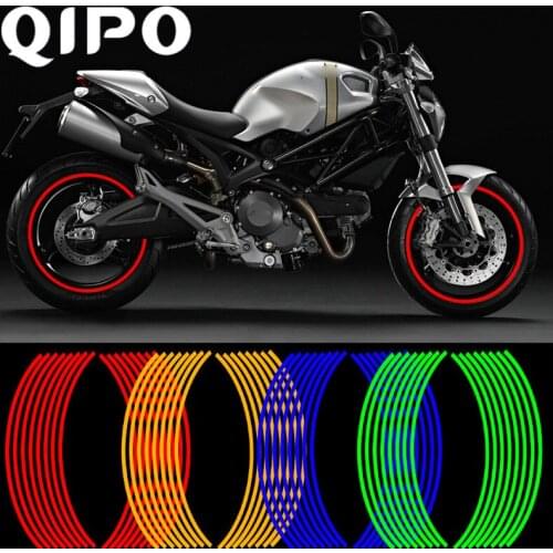 QIPO 16Pcs Motorcycle Wheel Sticker Reflective Decals Rim Tape Car MotorBike Strips 17'/18' For YAMAHA HONDA SUZUKI BMW