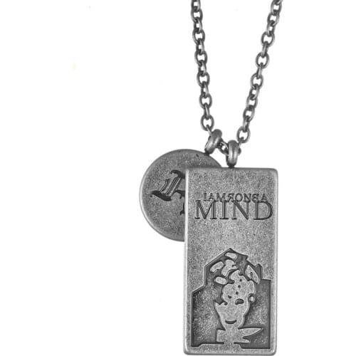 Retro Hip-Hop Necklace Geometric Round Rectangle Pendant for Men Vintage Stainless Steel Punk Male Jewelry