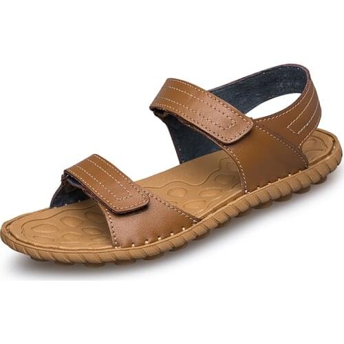 Genuine Leather Summer Sandals Men Shoes Breathable Antiskid Beach Slippers Sandalias Male Brand Casual Fashion Outdoor Footwear