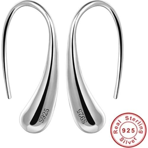 Fashion Real Silver Earrings Water Drop/Teardrop/Raindrop Drop Earrings Dangle Earrings for Women Wholesale Jewelry Gift BKE004