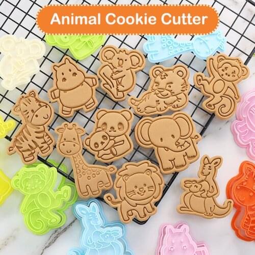 Cute Cartoon Animal Cookie Stamps Moulds Fondant Cake Mold Biscuit Cookie Pressing Cutters Sugarcraft Decorating Tools